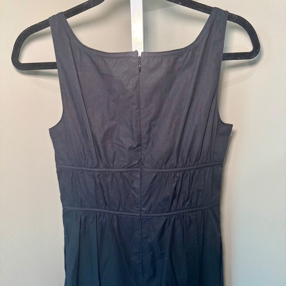 Rebecca Taylor Black Cotton Silk Tie Front Sleeveless Jumpsuit Size 4 Smocked - Picture 3 of 7